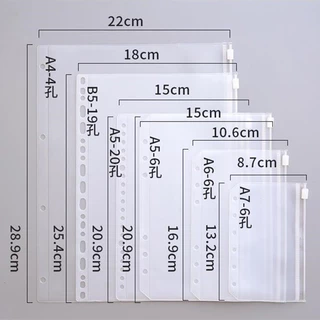 ถุงซิป PVC แบบใส กันน้ํา มีซิปรูด ขนาด A4 A5 A6 A7 B5 4 6 20 26 รู