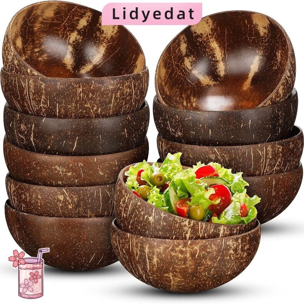 ลิดี้ดอต165ชามมะพร้าว, ชามสลัดไม้ธรรมชาติ, กะลามะพร้าวกินบนโต๊ะอาหาร นํากลับมาใช้ใหม่ เสิร์ฟ จาน อาหารเช้า