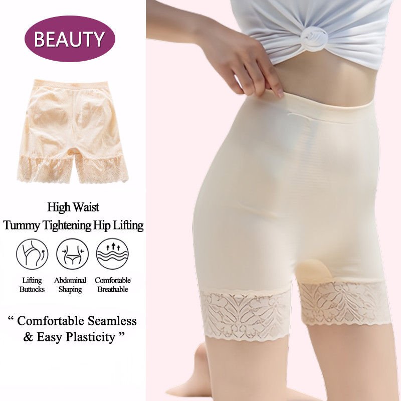 ชุดกางเกงเซฟตี้ผู้หญิง ฤดูร้อน กางเกงขาสั้นป้องกันการเปิดเผย กางเกงขาสั้นลูกไม้ กางเกงเซฟตี้ ขนาดใหญ่ บ็อกเซอร์ เอวสูง เสื้อผ้าภายนอก