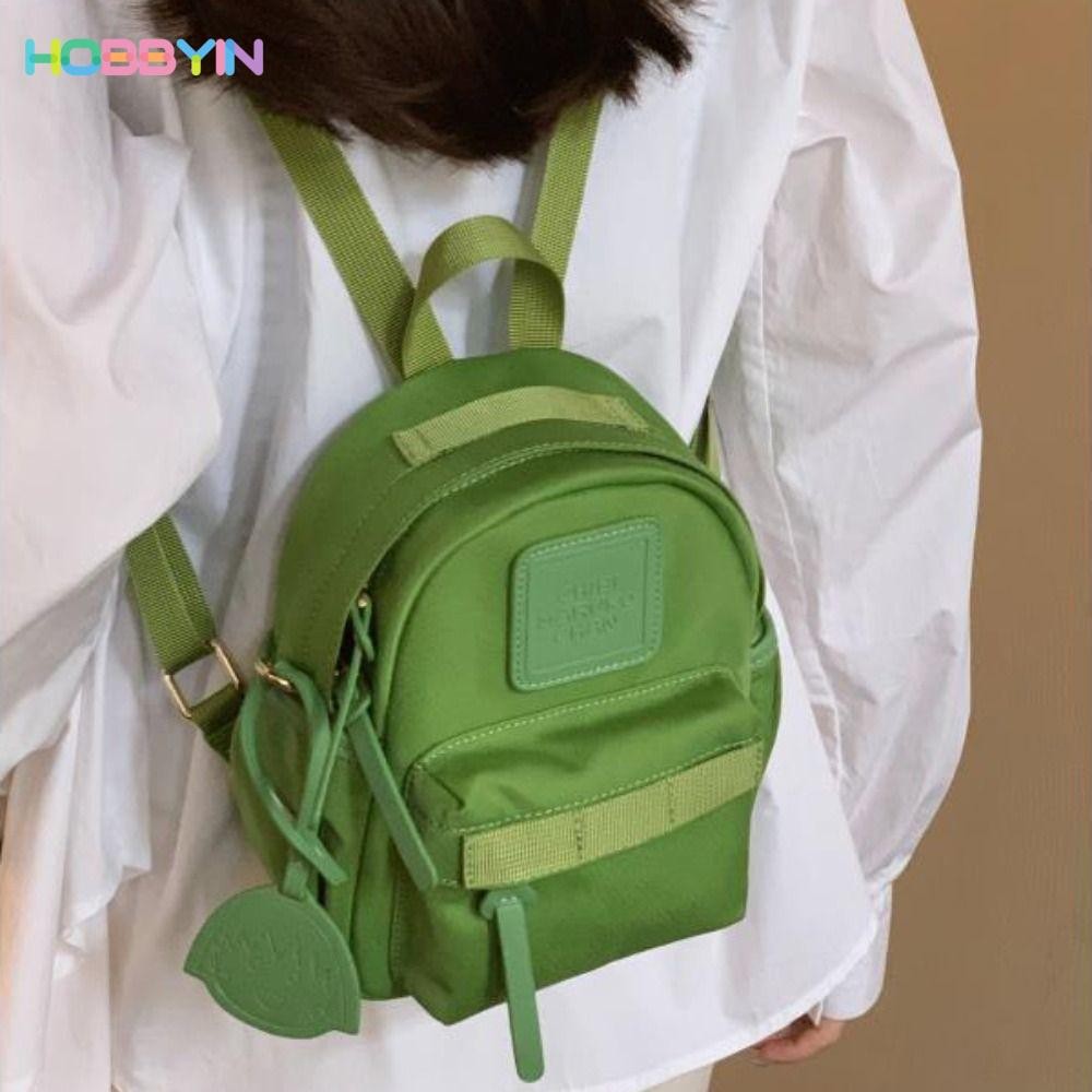 HOBBYIN กระเป๋าเป้สะพายหลัง กระเป๋านักเรียน ผ้าแคนวาส ขนาดเล็ก สีพื้น สําหรับนักเรียน