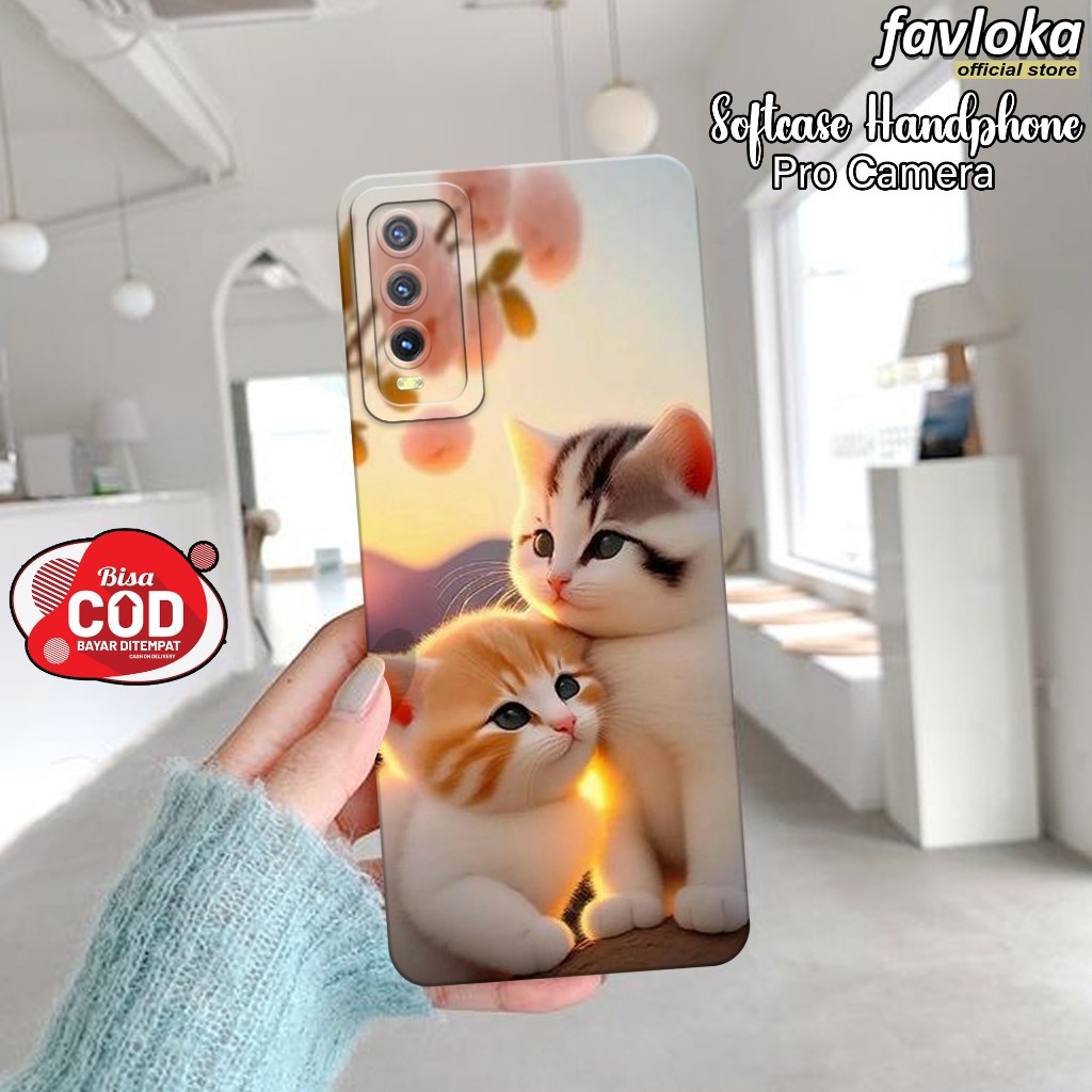 Softcase Hp VIVO Y12S/Y20/Y20S กรณี VIVO Y12S/Y20/Y20S แฟชั่นล่าสุดกรณีแมวน่ารักปลอก VIVO Y12S/Y20/Y