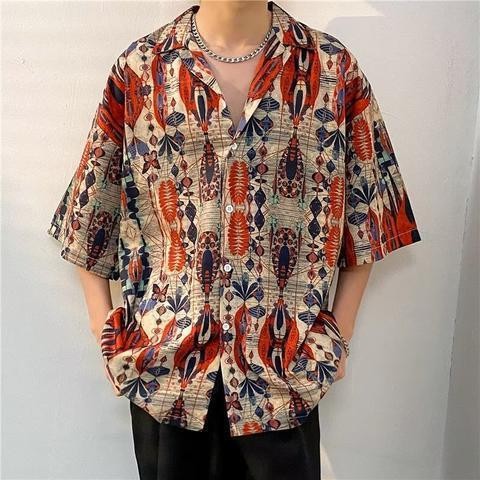 [ส่งไวจากไทย] Maisida เสื้อฮาวายแขนสั้น ผู้ชาย หลวม ขนาดใหญ่ ลายดอกไม้ เสื้อสงกรานต์