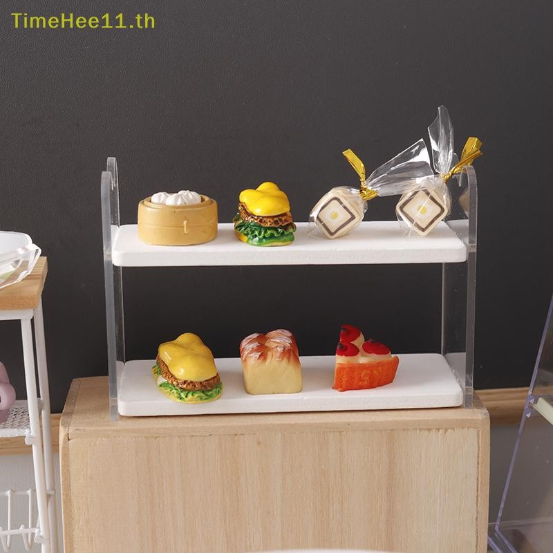 Timehee 1:12 Dollhouse Miniature Storage Rack อาหารขาตั้งจอแสดงผล Mini ชั้นวางชั้นวางหนังสือชั้นวางดอกไม้เค้กขนมปังชั้นวางของของเล่น TH