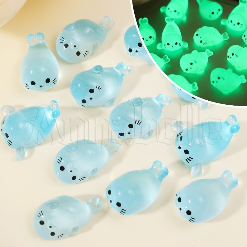 Luminous Mini Seal Pup - เครื่องประดับงานฝีมือเดสก์ท็อป - เครื่องประดับภูมิทัศน์ไมโคร - ซีล Pup เครื่องประดับเรซิน - ซีลเรืองแสง Pup - เครื่องประดับแดชบอร์ดรถ - Fairy Garden Decor
