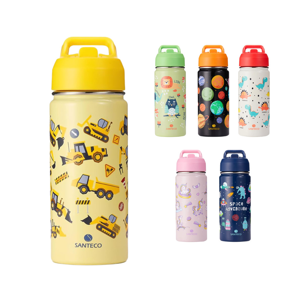 [SANTECO] AOSTA KIDS ขวดน้ําสําหรับ SCHOOL กับ STRAW LID 500ML สแตนเลส