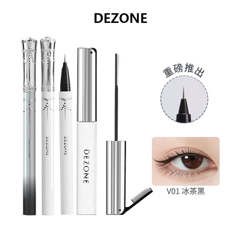 Dezone Ultra-Fine Liquid Eyeliner Liquid Eyeliner แปรงหนาขนาดเล็กมาสคาร่าหนา