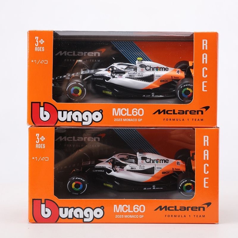Burago F1 MCL60 (2023) 1:43 4 81 จําลองรถแข่งของเล่น Cool ของเล่น