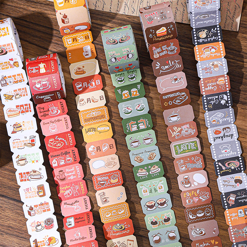 Journal Go 2.7x200 ซม.กาแฟธีมสติกเกอร์เทป Vintage Cafe ตกแต่ง Masking เทป Journal Scrapbooking Plann