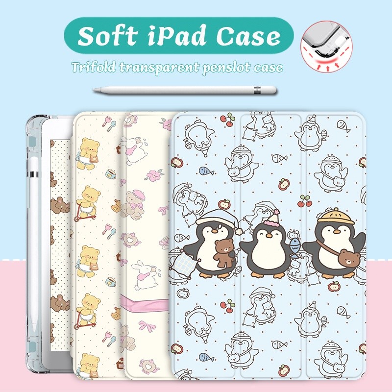 เคส Ipad\ เคสสามพับพร้อมช่องเสียบปากกา Pro13 เคส iPad Air 5 เคส iPad 10 pro 11 Air 11 2024 นิ้ว Air 