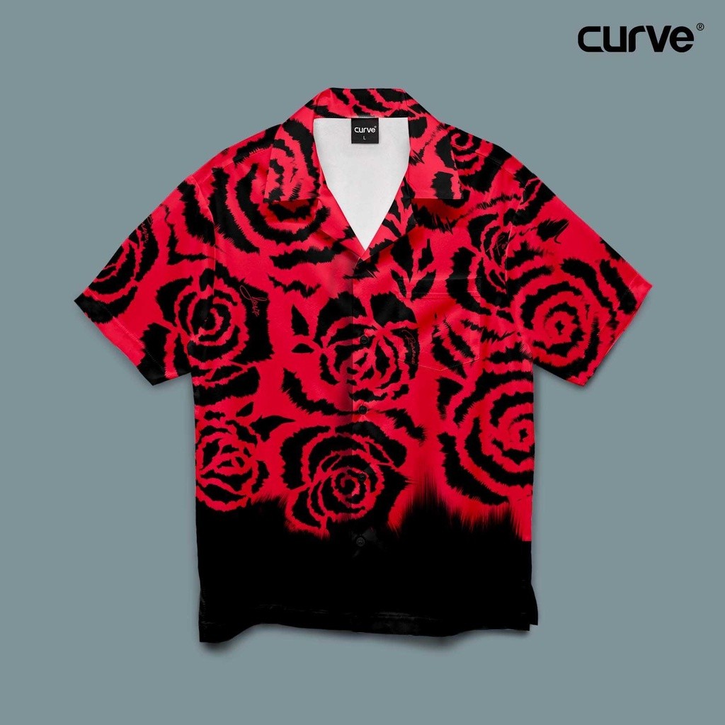 เสื้อทะเล Curve SET66 เชิ้ตฮาวายลายกุหลาบใส่เทศกาลวาเลนไทน์