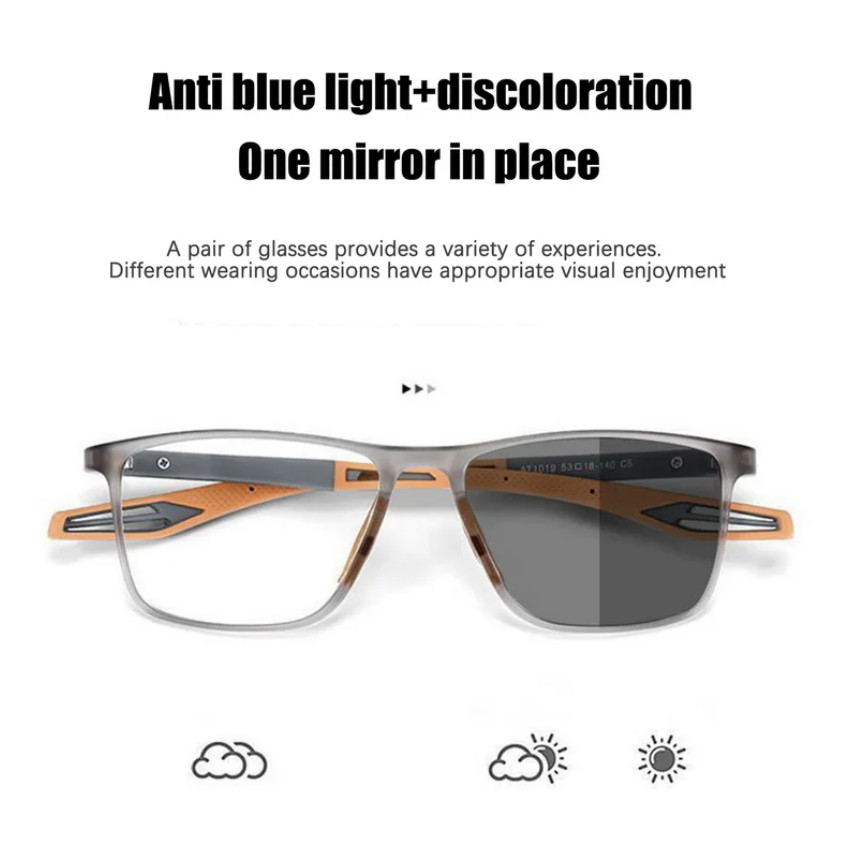Photochromic Sport Glasses 1119 แว่นตาแฟชั่น ป้องกันรังสีอัลตราไลท์ TR90 ป้องกันแสงสีฟ้า สําหรับผู้ชาย และผู้หญิง 1119