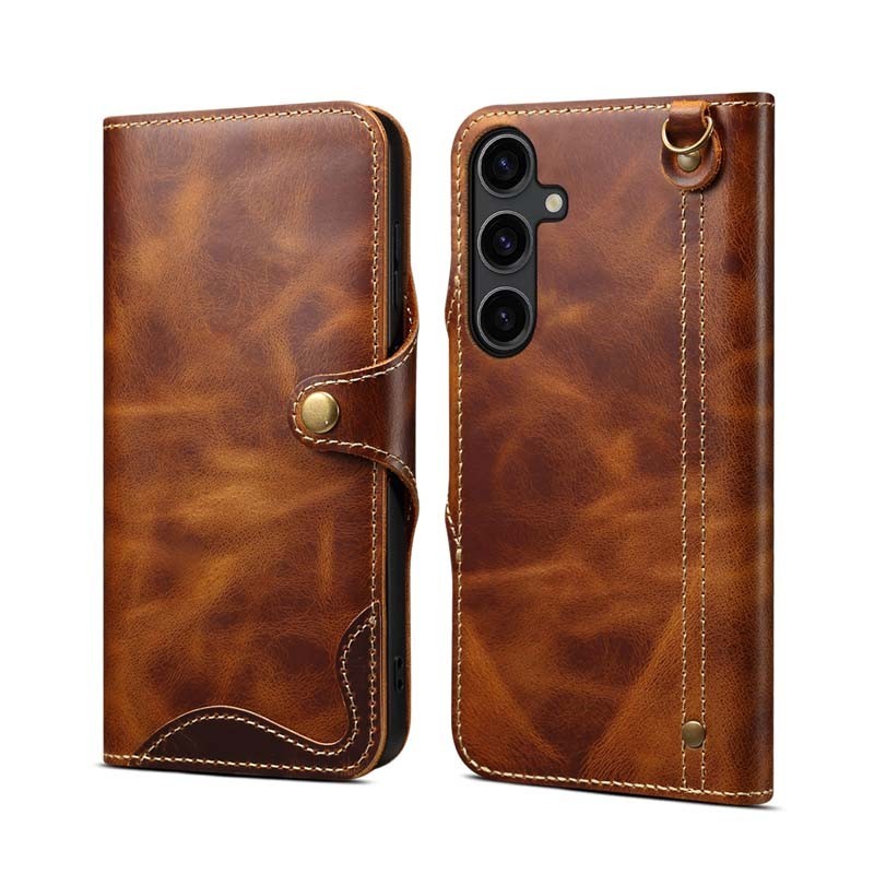 เคสหนังวัวแท้ พร้อมช่องใส่บัตร สําหรับ Samsung Galaxy S24 Ultra S24+ S23+ S23 FE S24Ultra S22 Plus S23FE case cover
