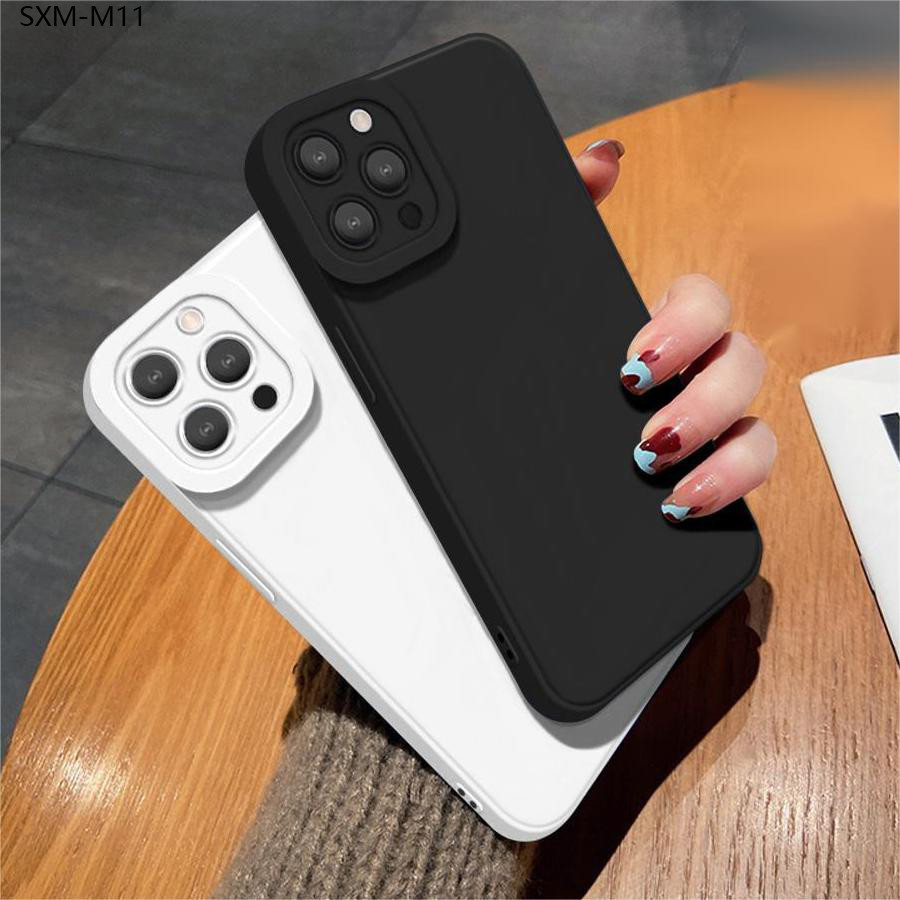 Samsung Galaxy รุ่น M11 M12 M22 M31 M62 F62 M30S M21 M51 M02 เคสไอโฟน สำหรับ Simple เคส เคสโทรศัพท์ Full Cover Thicken Lens Shock-Absorbing Back TPU