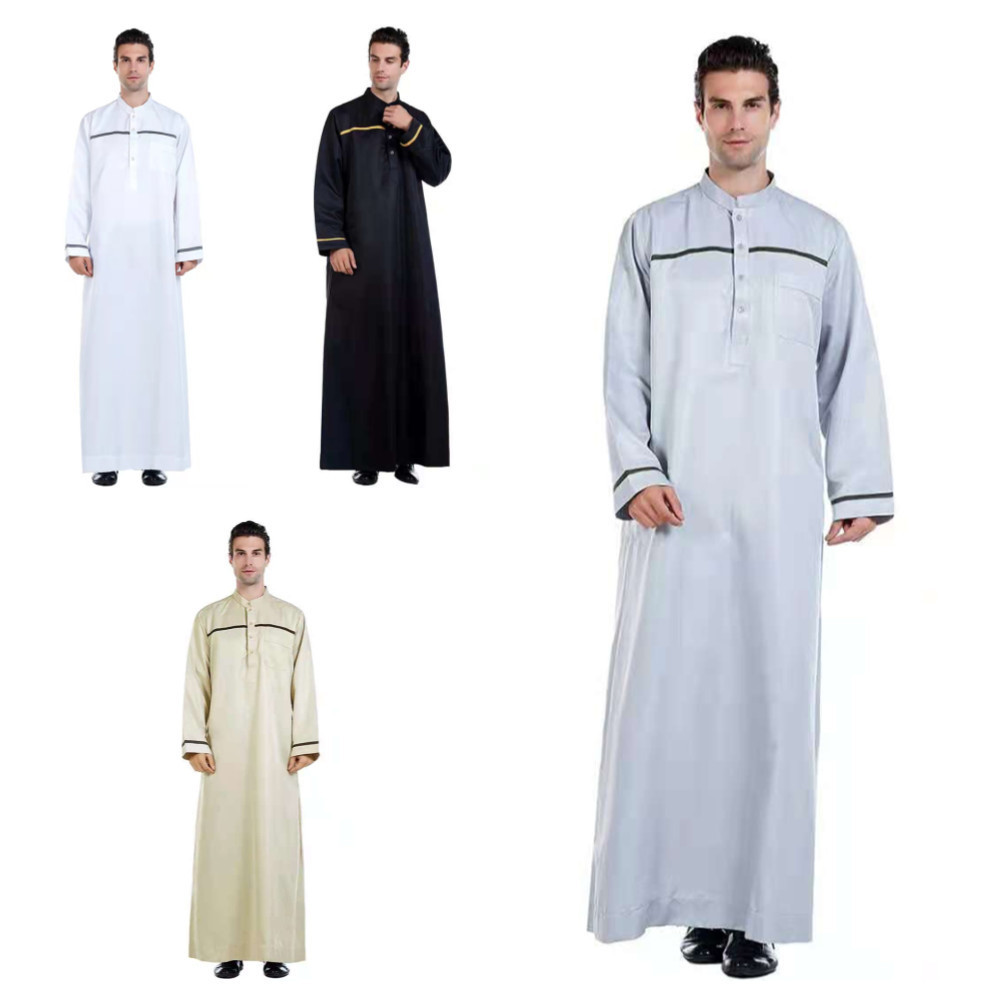 เสื้อคลุมยาว คอปก ทรงหลวม สไตล์อิสลาม อาหรับ ชาวมุสลิม แบบดั้งเดิม สําหรับผู้ชาย