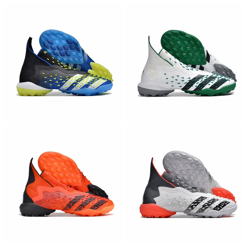 ♞,♘,♙รองเท้าฟุตบอล ผู้ชาย ผู้หญิง Adidas PREDATOR FREAK + TF รองเท้าสตั๊ด ไม่มีเชือก หุ้มข้อเท้าสูง