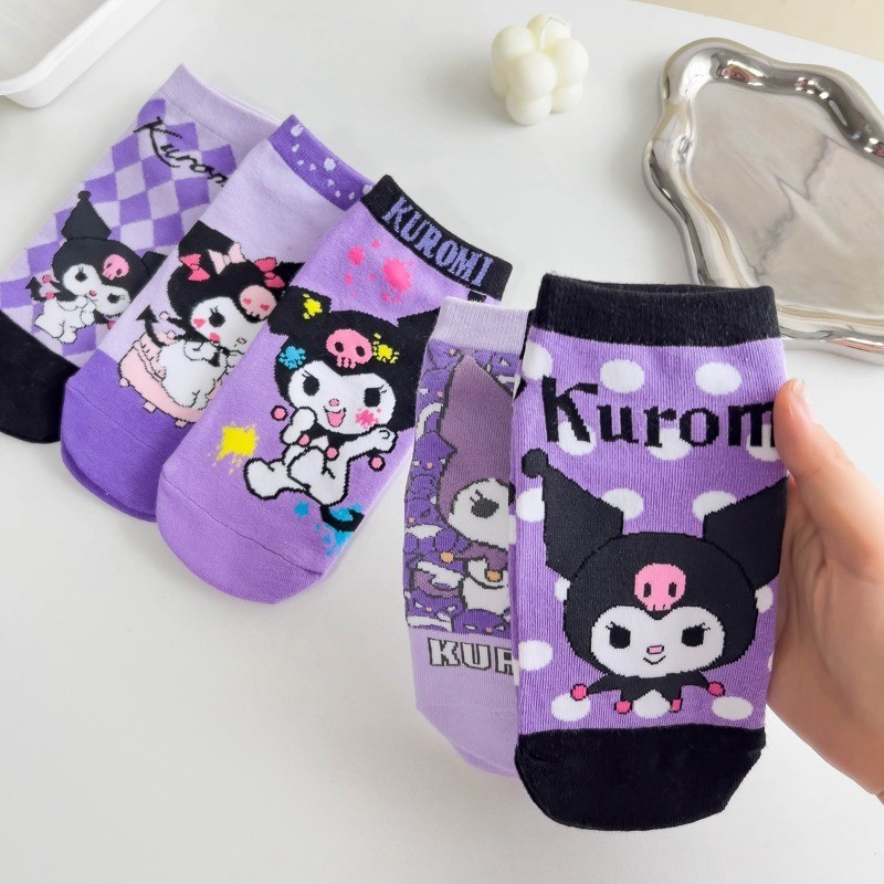 ถุงเท้า Kawaii Kuromi การ์ตูนอะนิเมะถุงเท้าสั้นผ้าฝ้ายนุ่ม Breathable ฤดูใบไม้ผลิฤดูใบไม้ร่วงฤดูหนาวสาวของขวัญ Y2K