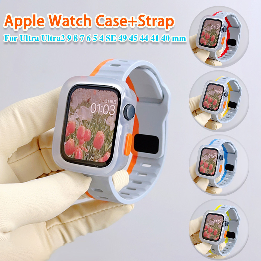 เคสซิลิโคน Tpu ใส พร้อมสายคล้อง สําหรับ Apple Watch Ultra 9 8 7 6 5 4 SE i Watch 49 มม. 45 มม. 44 มม. 41 มม. 40 มม.