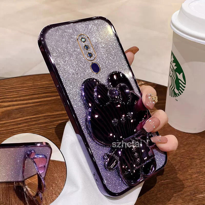 เคส oppo f11 pro f11 กลิตเตอร์ วิบวับ ชุบไฟฟ้า ขอบตรง แมวน่ารัก ขาตั้ง เคสโทรศัพท์ เลนส์เต็มรูปแบบ เคสนิ่ม oppo f11 pro f11