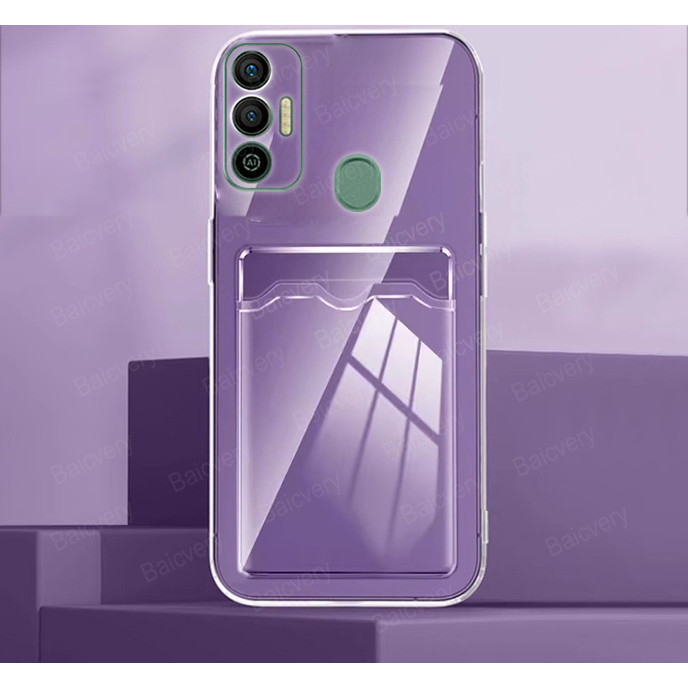 เคสโทรศัพท์มือถือแบบใส กันกระแทก พร้อมช่องใส่บัตร สําหรับ Tecno Spark 7T KF6p Spark 7 KF6 KF6j KF6i 