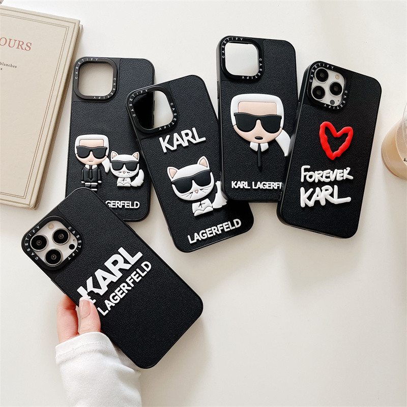 Casetifg เคสโทรศัพท์มือถือ ซิลิโคน กันกระแทก ลายเลเซอร์ KARL 3D คุณภาพสูง สําหรับ iPhone 15 11 12 13 14 Pro Max X XS Max XR 14 15 Plus