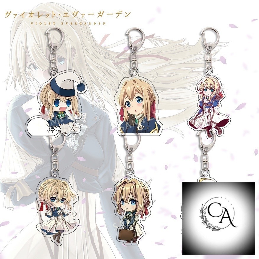 Violet Evergarden พวงกุญแจอะคริลิคใส จี้สีม่วง ของขวัญวิทยาเขตอุปกรณ์ต่อพ่วงอะนิเมะ