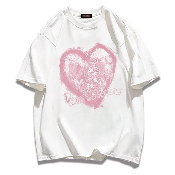 เสื้อคอตตอนสกรีนลายน่ารักมาก(yep)พร้อมส่งจากกรุงเทพเสื้อลายHEARTดำชม