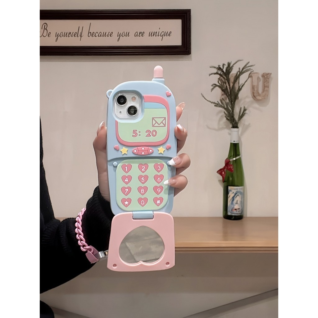 เคสโทรศัพท์มือถือ ซิลิโคน ฝาพับกระจก ลายดาว 3D สําหรับ iPhone 15 14 13 12 11 12Pro 13Pro 14Pro 15Pro 12Promax 13Promax 14Promax 15Promax 13