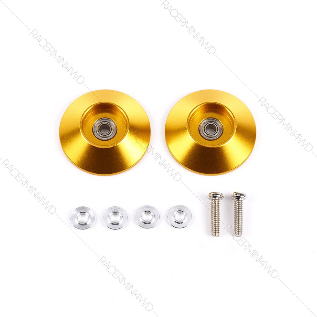 TAMIYA 95583 HG 19mm Tapered Aluminum Ball-Race Rollers (Ringless/Gold) โรลเลอร์มินิโฟร์วีลทามิย่าแท้