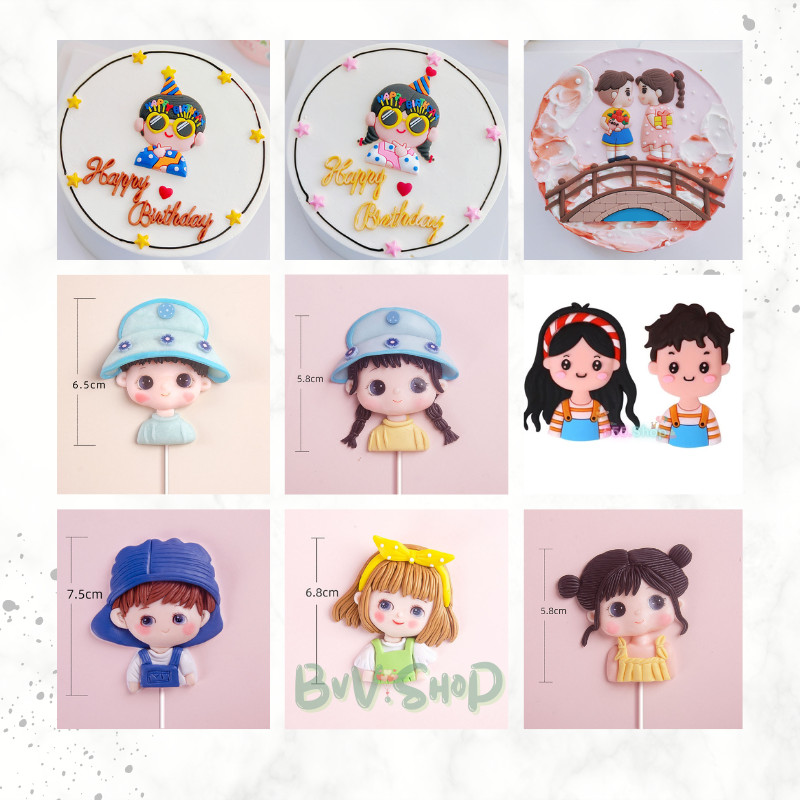 ป้ายปักเค้กแนวมินิมอล ผู้หญิง ผู้ชาย ตุ๊กตาตกแต่งเค๊กสไตล์มินิมอล พร้อมส่งในไทย