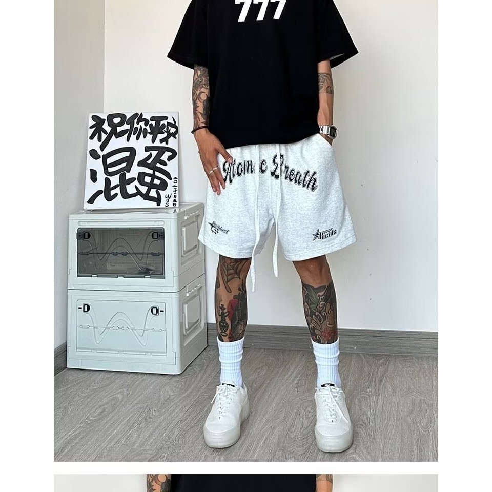 กางเกงวอร์มขาสั้น ขาห้าส่วน ทรงหลวม ขนาดใหญ่ พิมพ์ลายตัวอักษร แฟชั่นสําหรับผู้ชาย ไซซ์ M - 8XL - รูปที่ 3