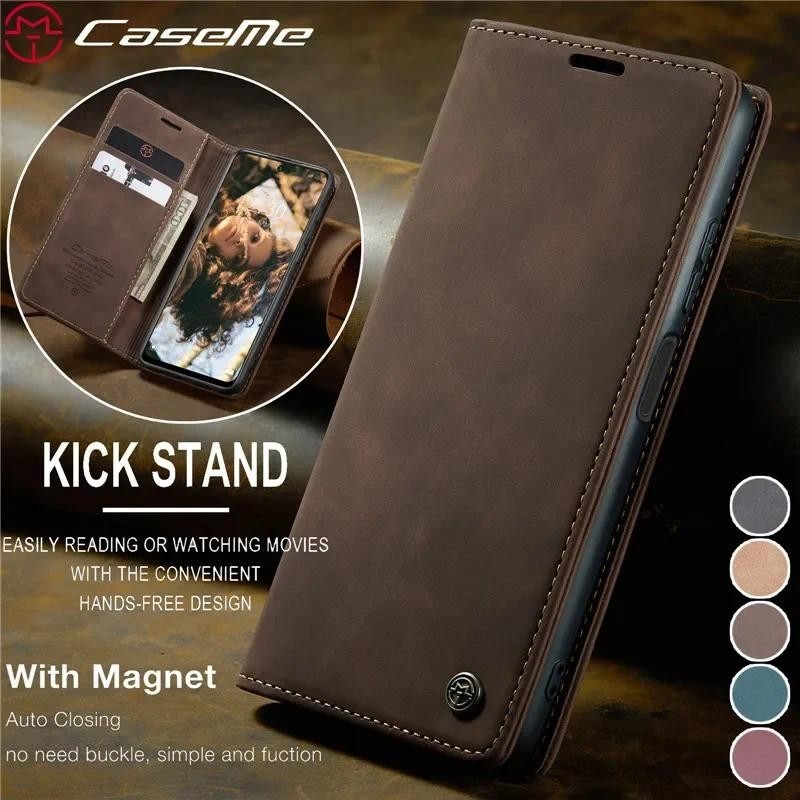 Caseme เคสโทรศัพท์มือถือหนัง ฝาพับแม่เหล็ก พร้อมช่องใส่บัตร สําหรับ RedMi Note 13 12 12S 11 11S 10 10S 9S 8 XiaoMi Poco X5 Pro