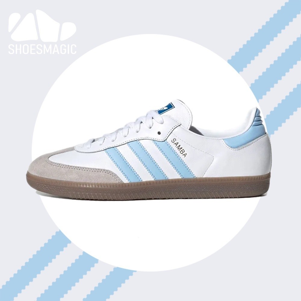 Adidas Samba รองเท้าผ้าใบลําลอง แฟชั่นสําหรับผู้ชาย ผู้หญิง สีขาว สีฟ้า