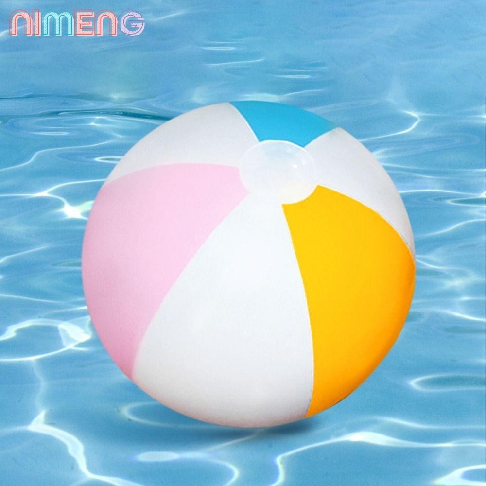 Nimeng ลูกบอลชายหาด PVC แบบเป่าลม ขนาดใหญ่ 40 ซม. 30 ซม. สีรุ้ง ของเล่นสนุก สําหรับเด็ก