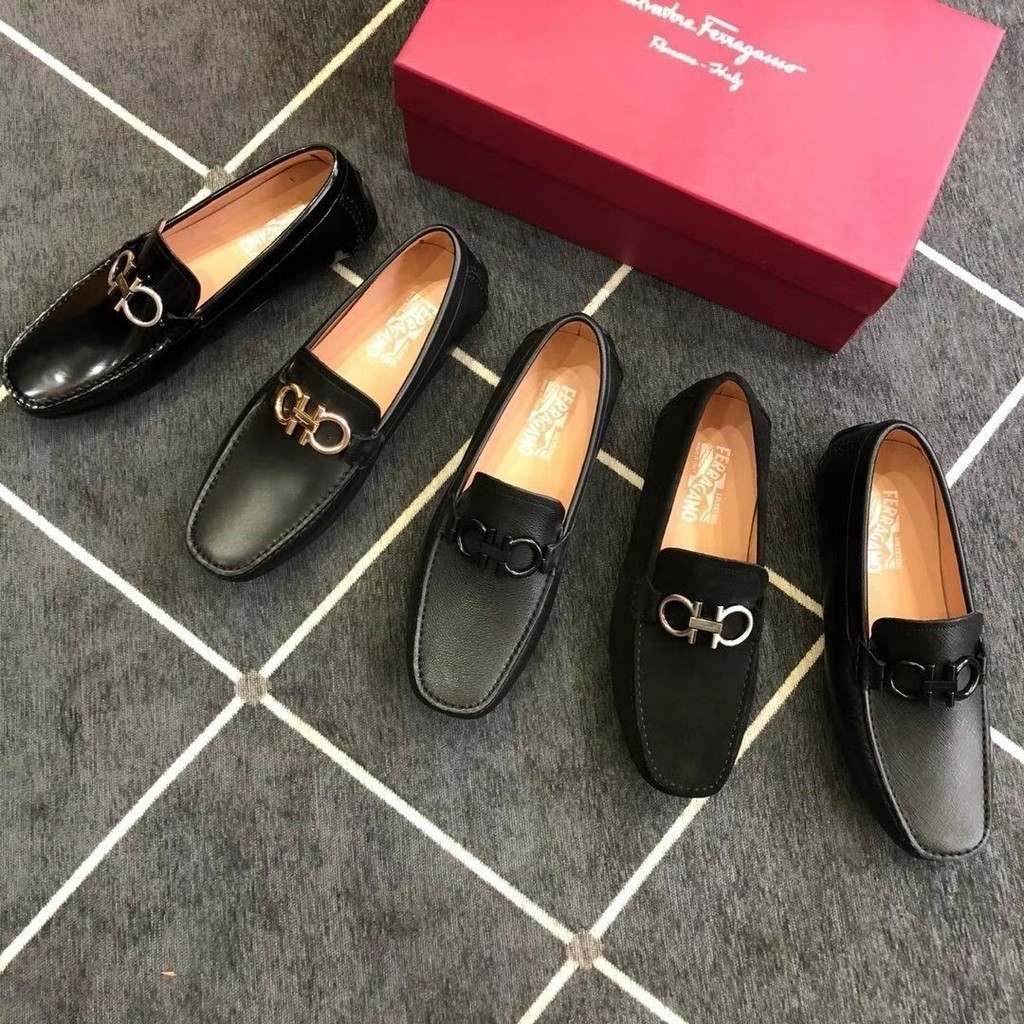 Aaa Ferragamo2024 รองเท้าลําลอง หนังวัวแท้ สไตล์อังกฤษ เข้ากับทุกการแต่งกาย แฟชั่นสําหรับผู้ชาย
