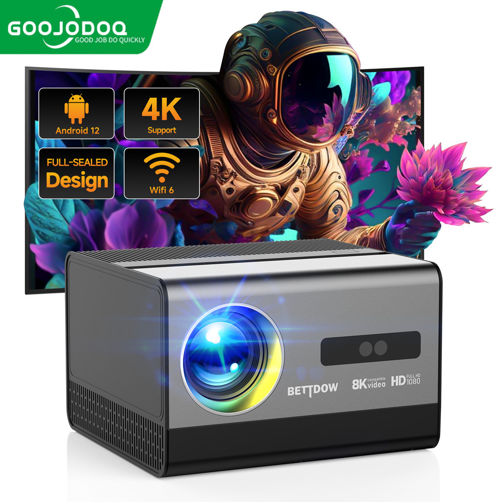 GOOJODOQ 1080P 4K มินิโปรเจคเตอร์โทรศัพท์มือถือ Full HD โฮมโปรเจคเตอร์พกพาง่าย