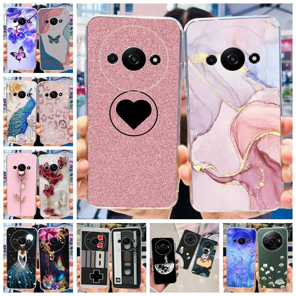 ใหม่ เคสโทรศัพท์มือถือ ซิลิโคนนิ่ม ใส ลายดอกไม้หินอ่อน สําหรับ Xiaomi Redmi A3 Case 2024 A3 A 3