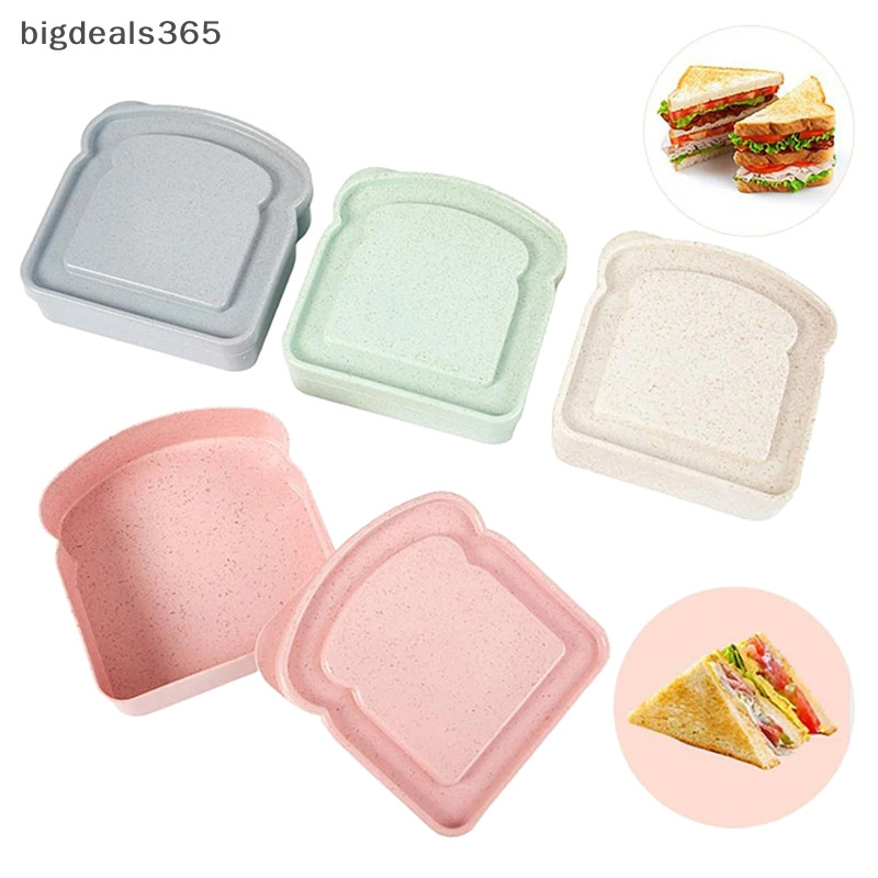 [bigdeals365] กล่องเก็บอาหารกลางวัน ขนมปังปิ้ง แซนวิช แซนวิช แบบพกพา ทนทาน สีพื้น พร้อมส่ง
