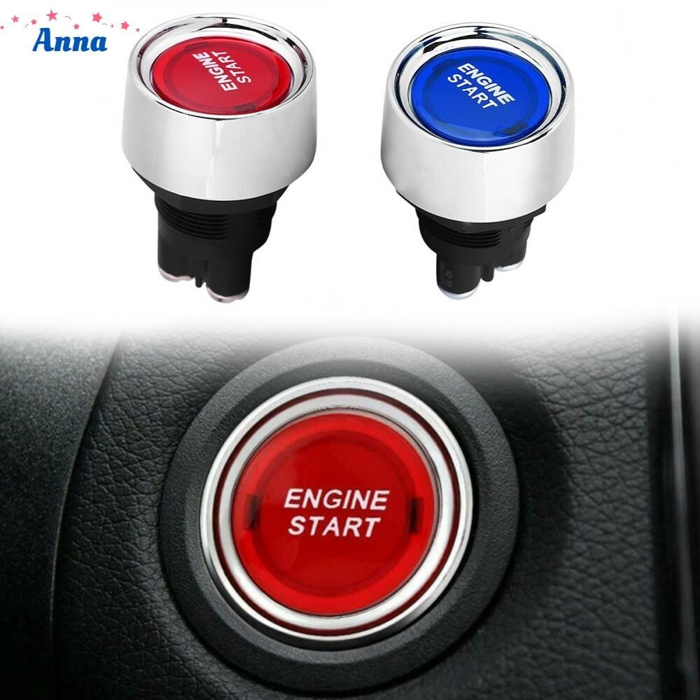 【Anna】Ignition Switch Blue Shell Car Engine Ignition Starter Push Button Start Switch
