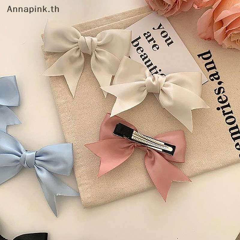 Annapink.th Elegant Sa Bow กิ๊บติดผมสําหรับสาว Kawii Barrettes ผมน่ารักอุปกรณ์เสริมริบบิ้นผู้หญิง Hairpins Hairgrip EN