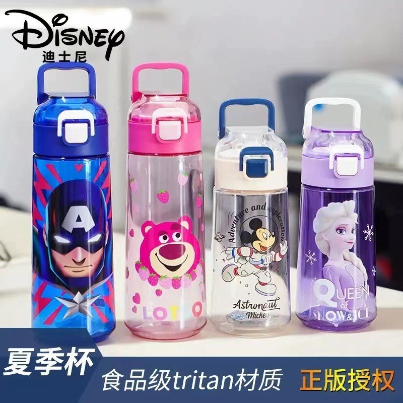 ขวดน้ําพลาสติก ปลอด BPA ขนาด 620 มล. แบบพกพา ลายดิสนีย์ Tritan สําหรับเด็กนักเรียน