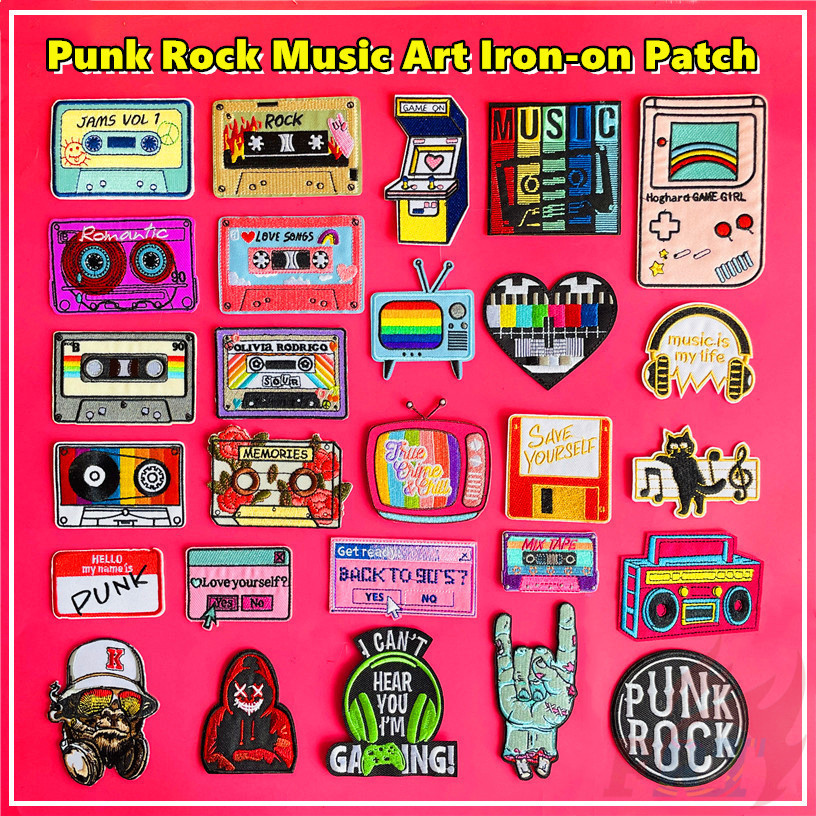 ☸ แผ่นแพทช์เหล็ก ลายศิลปะดนตรีร็อค สไตล์พังก์ร็อค ☸ แผ่นแพทช์รีดติดเสื้อ ปักลาย DIY 1 ชิ้น
