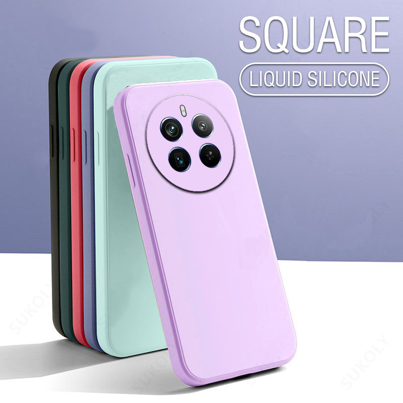 เคสโทรศัพท์ซิลิโคน TPU แบบนิ่ม ผิวด้าน ป้องกันกล้อง ทรงสี่เหลี่ยม สีแคนดี้ สําหรับ Realme 12 Pro+ 12+ 12X 12 5G 12 Pro Plus 12ProPlus 12Plus 12 12X