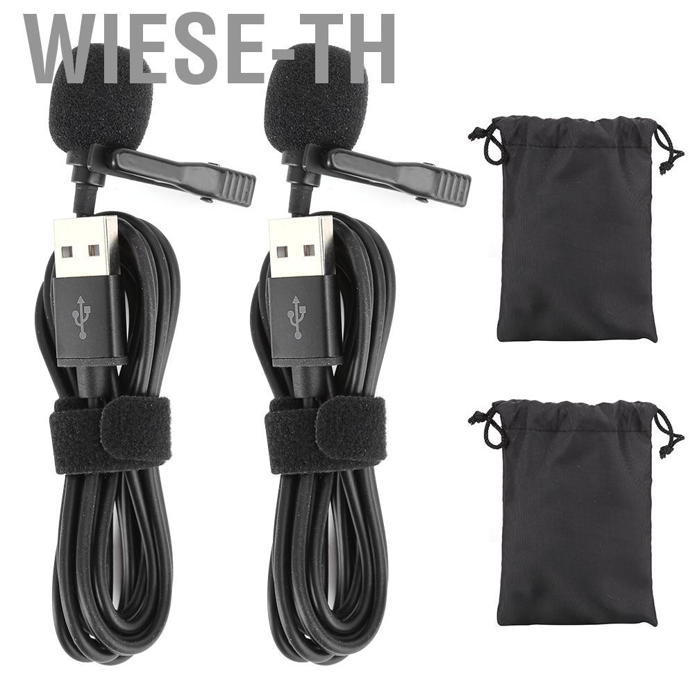 Wiese-th 2Pcs Wired Mini USB Lavalier Microphone Clip-On  Mic For Studio Recording