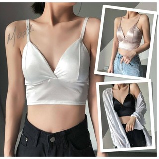 สายเดี่ยวซาติน สม็อคหลัง ผ้าซาติน สายปรับได้ มี 3 สี พร้อมส่ง