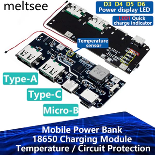 Qc4.0 QC3.0 LED Dual USB 5V 4.5A 22.5W Micro/Type-C USB 18650 ชาร์จโมดูลอุณหภูมิ/วงจรป้องกัน