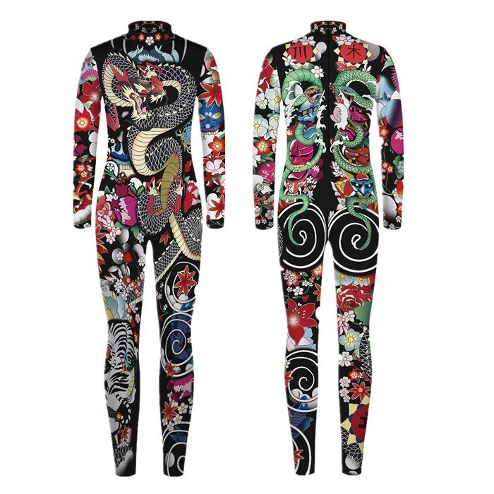 ชุดจั๊มสูท พิมพ์ลายงู 3 มิติ เครื่องแต่งกายคอสเพลย์ เหมาะกับปาร์ตี้ฮาโลวีน สําหรับผู้หญิง และผู้ชาย