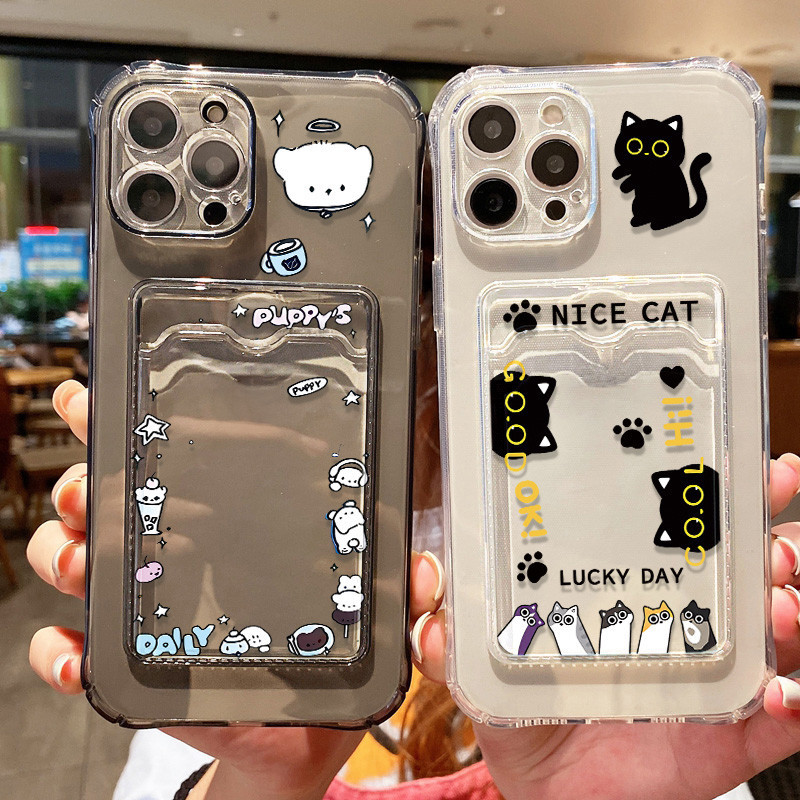 TPU เคส for iPhone 16 11 15 14 12 13 Pro Max 7 8 Plus เคสโทรศัพท์มือถือที่ต้องมีบัตรและป้องกันการตกสำหรับเจ้าหญิงไล่ดาว