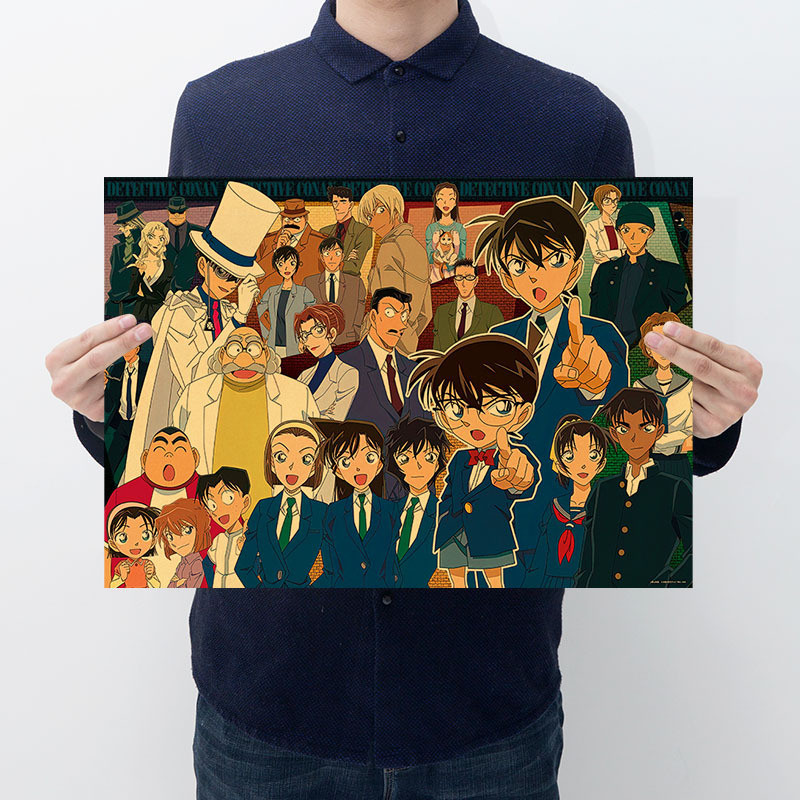 โปสเตอร์กระดาษคราฟท์ ลายโคนัน ขนาด 50.5x35 ซม. สไตล์เรโทร สําหรับตกแต่งบ้าน บาร์ คาเฟ่ หอพัก
