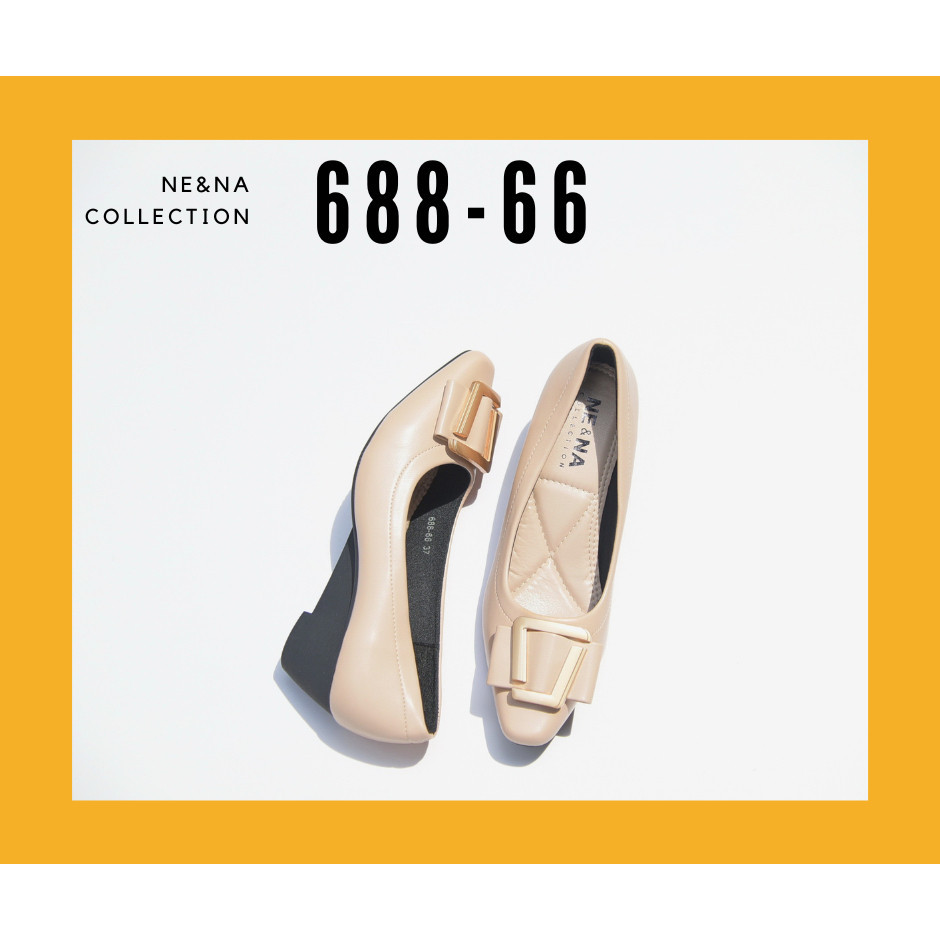 รองเท้าส้นเข็ม รองเท้าเเฟชั่นผู้หญิงเเบบคัชชูส้นปานกลาง No. 688-66 NE&amp;NA Collection Shoes