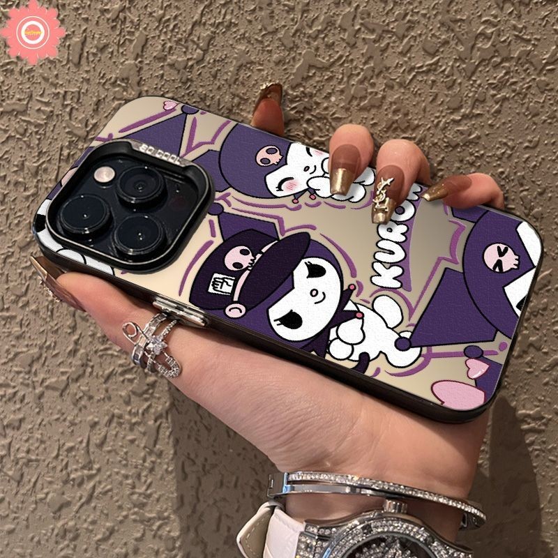 เคสโทรศัพท์มือถือโลหะ ลายการ์ตูนคุโรมิน่ารัก สําหรับ Samsung A15 A13 A12 A24 A52 A50s A14 A05 A20 A05s A04s A53 A03s A52s A20s A54 A21s A34 A10s A32 A03 A50 A30s A23 A02s A51 A11
